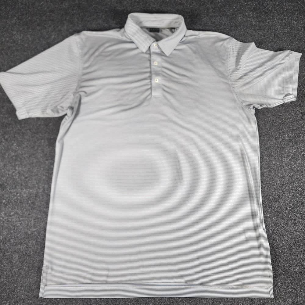 Dunning Golf‎ Performance Polo Shirt Men's XL Gray Stripe Polyester Spandex